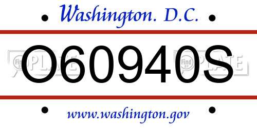 O60940S District Of Columbia License Plate