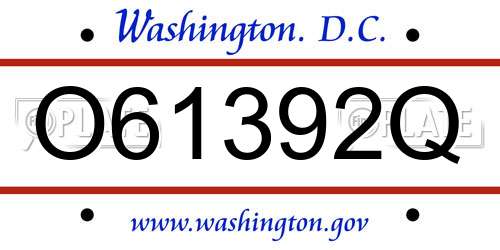 O61392Q District Of Columbia License Plate