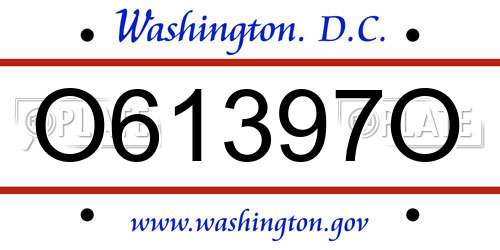O61397O District Of Columbia License Plate