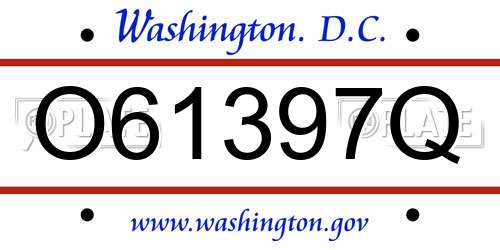 O61397Q District Of Columbia License Plate