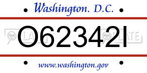 O62342I District Of Columbia License Plate