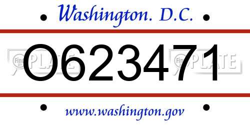 O623471 District Of Columbia License Plate