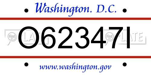 O62347I District Of Columbia License Plate