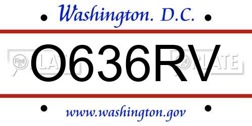 O636RV District Of Columbia License Plate