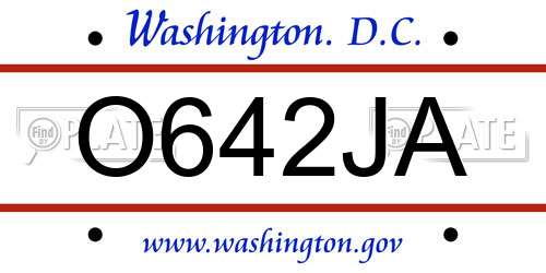 O642JA District Of Columbia License Plate