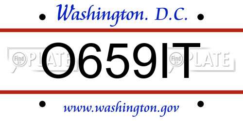 O659IT District Of Columbia License Plate