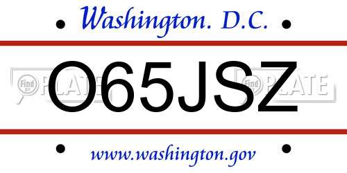 O65JSZ District Of Columbia License Plate