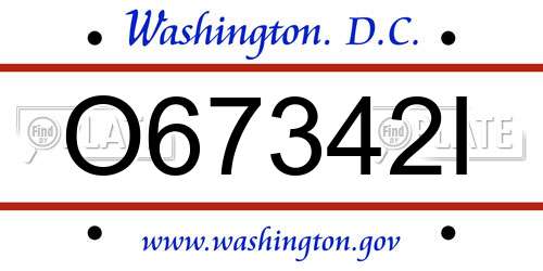O67342I District Of Columbia License Plate