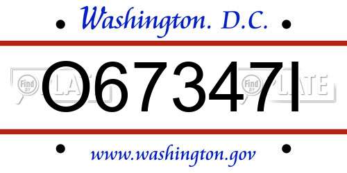 O67347I District Of Columbia License Plate