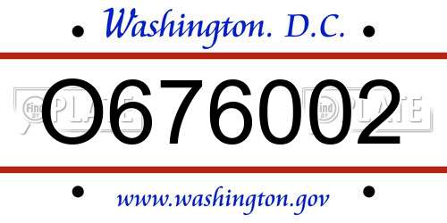O676002 District Of Columbia License Plate