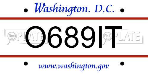 O689IT District Of Columbia License Plate