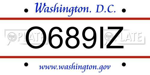 O689IZ District Of Columbia License Plate