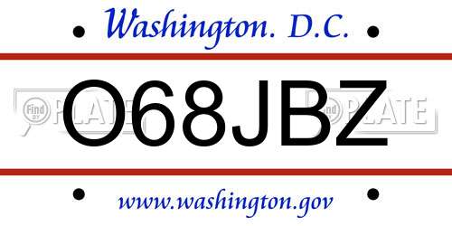 O68JBZ District Of Columbia License Plate