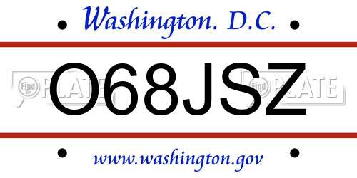 O68JSZ District Of Columbia License Plate