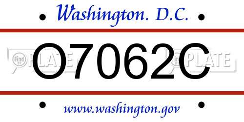 O7062C District Of Columbia License Plate