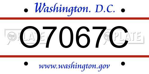 O7067C District Of Columbia License Plate