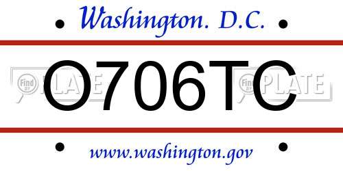 O706TC District Of Columbia License Plate