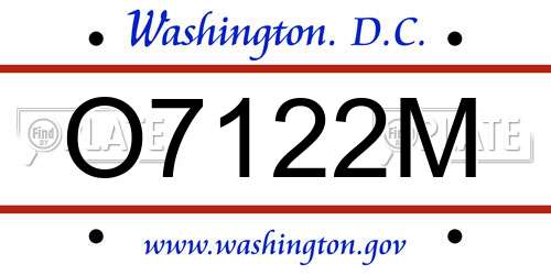 O7122M District Of Columbia License Plate