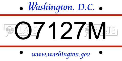 O7127M District Of Columbia License Plate