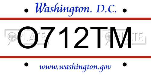 O712TM District Of Columbia License Plate