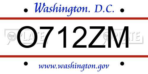 O712ZM District Of Columbia License Plate