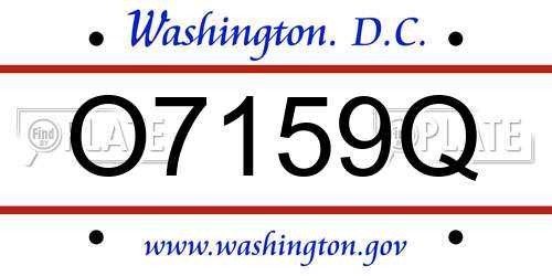 O7159Q District Of Columbia License Plate