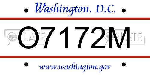 O7172M District Of Columbia License Plate