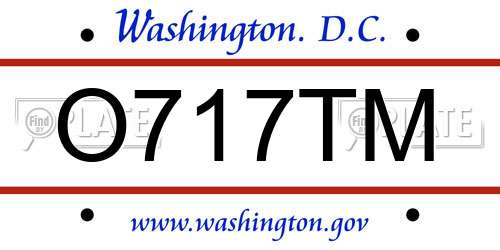 O717TM District Of Columbia License Plate