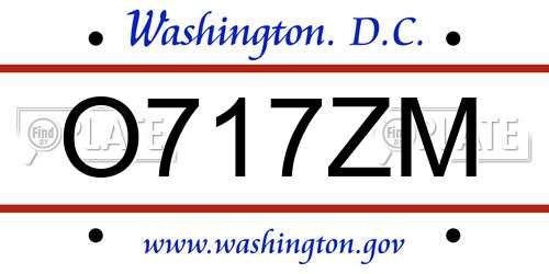 O717ZM District Of Columbia License Plate