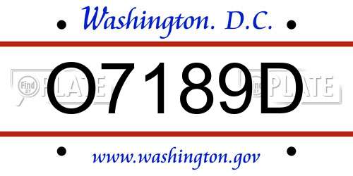 O7189D District Of Columbia License Plate
