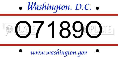 O7189O District Of Columbia License Plate
