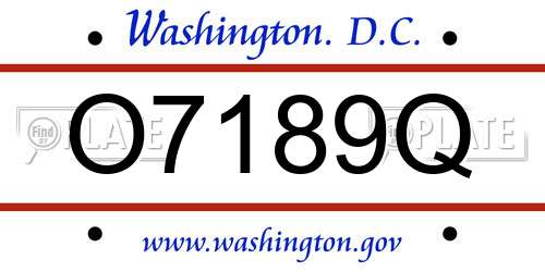O7189Q District Of Columbia License Plate