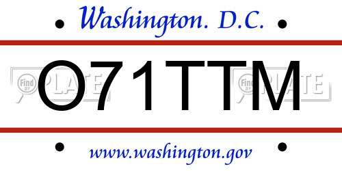 O71TTM District Of Columbia License Plate