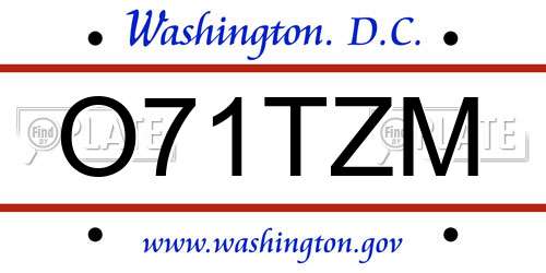 O71TZM District Of Columbia License Plate