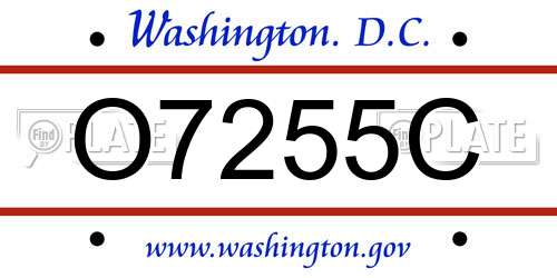 O7255C District Of Columbia License Plate