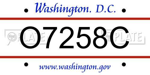 O7258C District Of Columbia License Plate