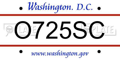 O725SC District Of Columbia License Plate