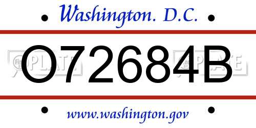 O72684B District Of Columbia License Plate