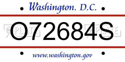 O72684S District Of Columbia License Plate