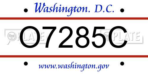 O7285C District Of Columbia License Plate