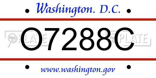 O7288C District Of Columbia License Plate