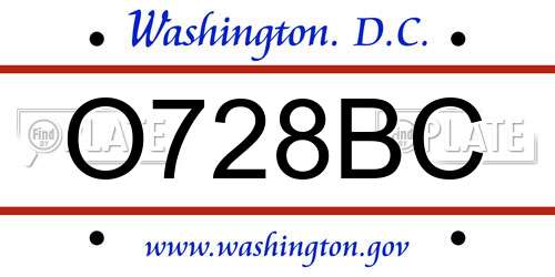 O728BC District Of Columbia License Plate