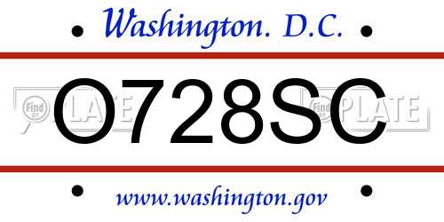 O728SC District Of Columbia License Plate
