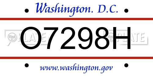 O7298H District Of Columbia License Plate