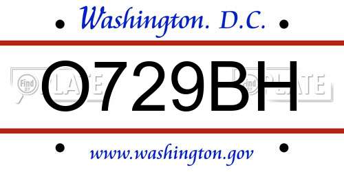 O729BH District Of Columbia License Plate