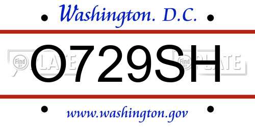 O729SH District Of Columbia License Plate