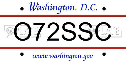 O72SSC District Of Columbia License Plate