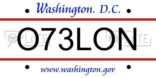 O73LON District Of Columbia License Plate