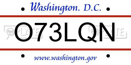 O73LQN District Of Columbia License Plate