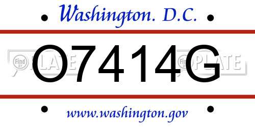 O7414G District Of Columbia License Plate